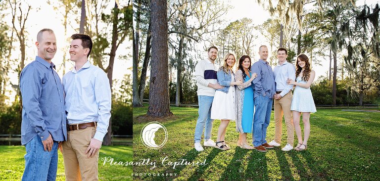 Family poses together at Martson Pavilion at Camp Lejeune NC Photographer