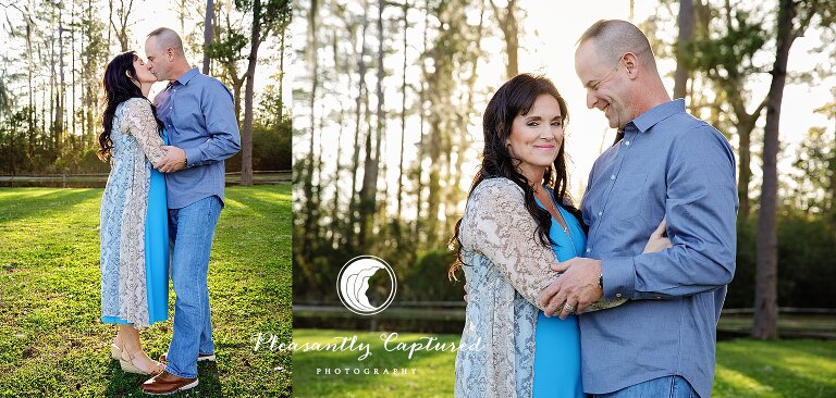Husband and wife embrace each other at Marston Pavilion Camp Lejeune couple Photography