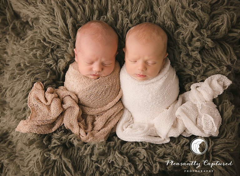 twin newborn boys swaddled next to each other - Pleasantly captured photography nc