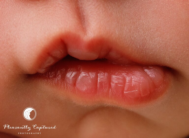 Macro photo of newborn lips - nc newborn photographers