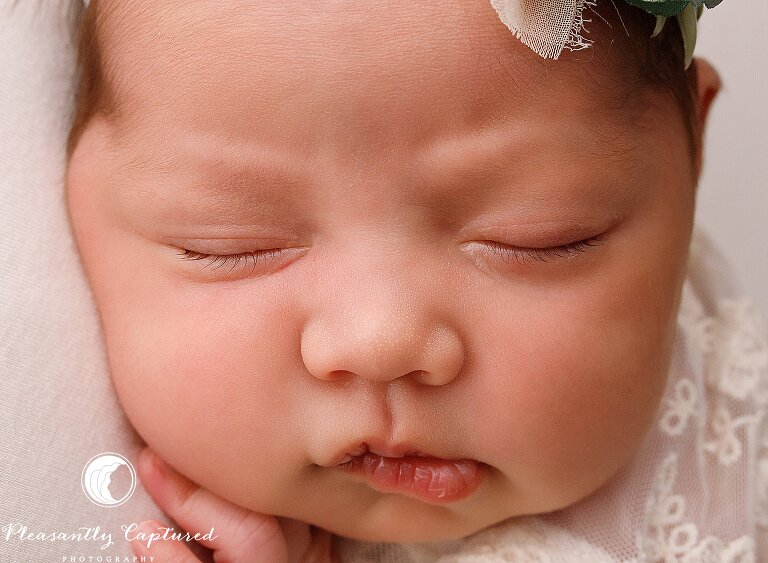Newborn baby girl sleeping - photographer newborn nc