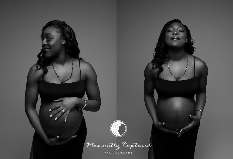 Elegant black and white maternity photography session North Carolina