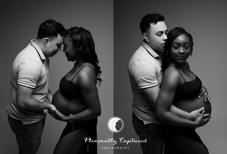 Elegant black and white maternity photography session North Carolina