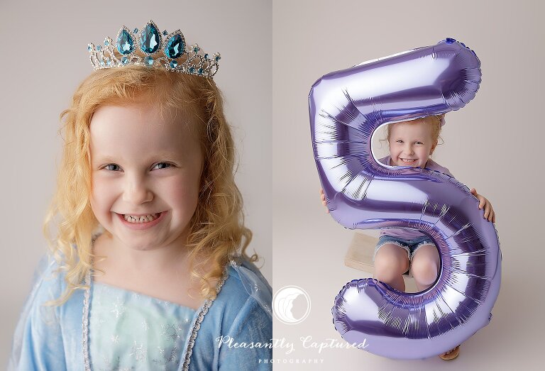 5th birthday balloons Milestone Session in Jacksonville, NC