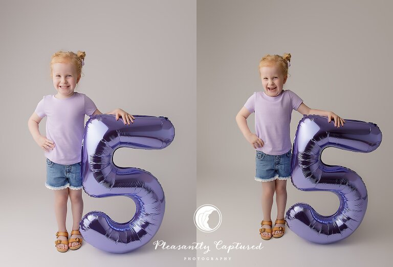 5th birthday balloons Milestone Session in Jacksonville, NC