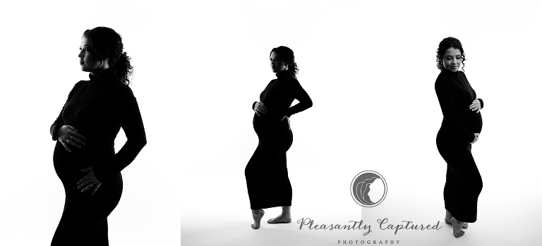 Classic black and white studio Maternity portrait photographer Jacksonville NC